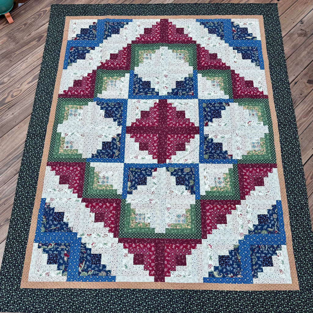 Log Cabin Star 73" x 93" Handmade Twin / Full Size