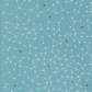 Olive You Net Sky Fabric by Zen Chic for Moda Fabrics, close-up of a pale constellation-like connected-dot net and olive accents on sky blue.