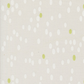 Olive You Dots Fog Fabric by Zen Chic for Moda Fabrics, close-up of white dots and lime-green accents on a pale fog-gray background.