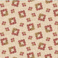 The Fox Homestead Cream Square Wreath quilting cotton flat lay showing full fabric repeat — warm cream ground with tossed loose daisy clusters in dusty rose, muted burgundy, and olive-khaki on a fine dotted swirl texture by Stacy West for Henry Glass