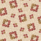 The Fox Homestead Cream Square Wreath quilting cotton by Stacy West for Henry Glass — cream ground with tossed daisy wreath clusters in dusty rose, burgundy, and olive on a fine dotted swirl texture — folk art quilting fabric