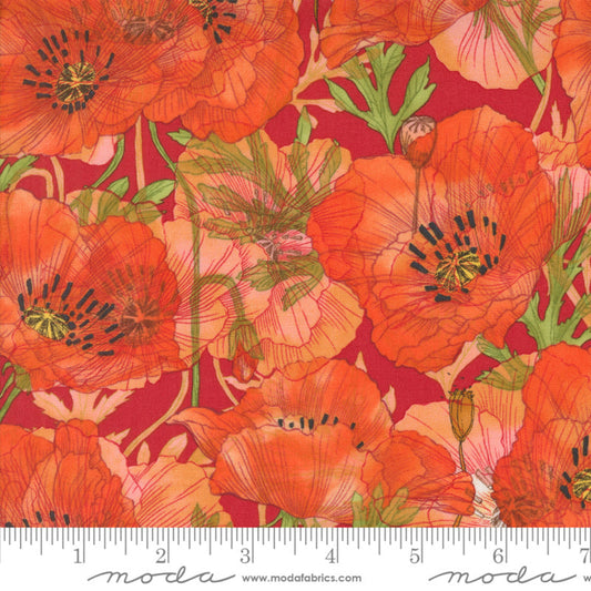 Superbloom Geranium Poppy by Robin Pickens – fabric – colorful textile design