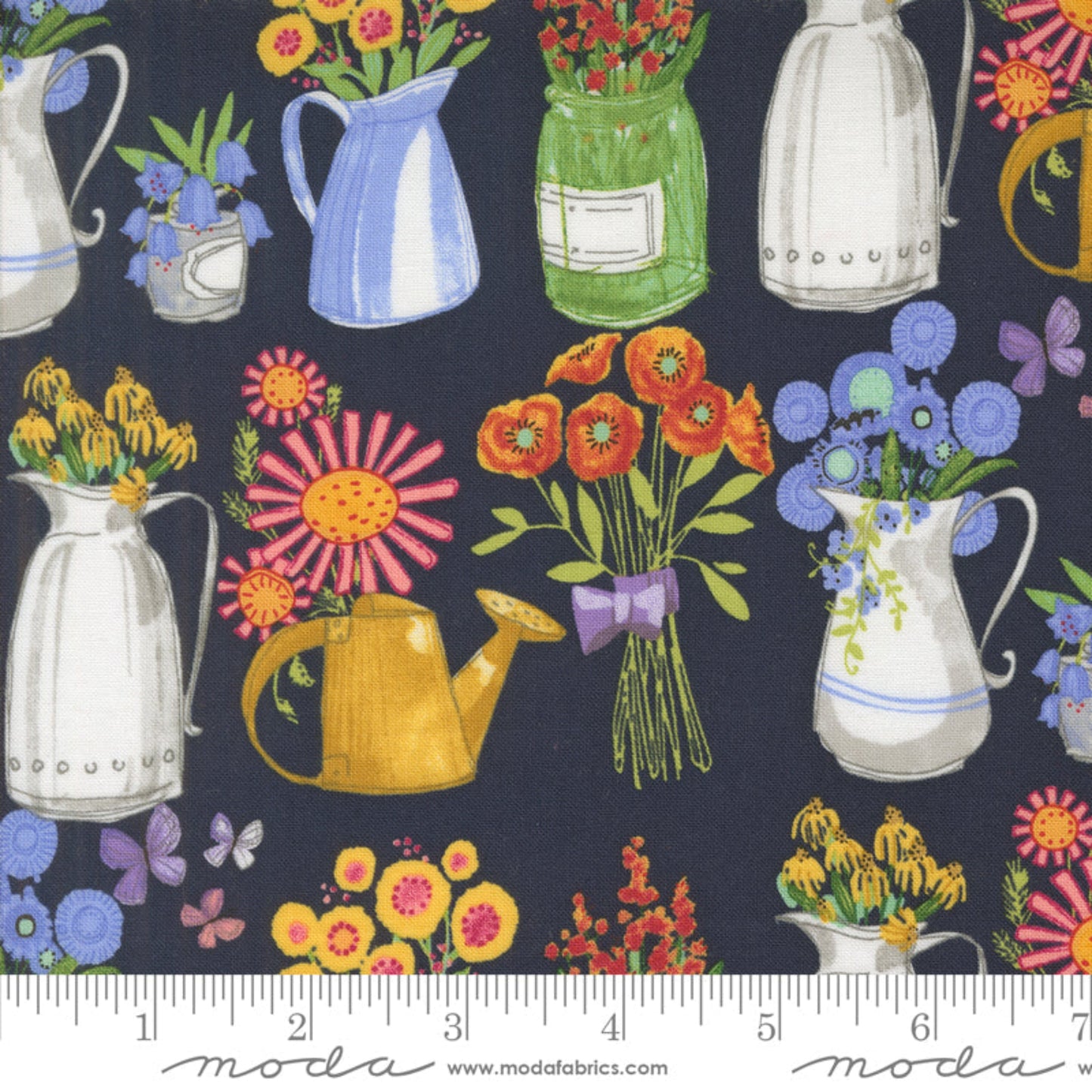 Superbloom Indigo Flea Market Vases Novelty Flower Jars by Robin Pickens – fabric – colorful textile design