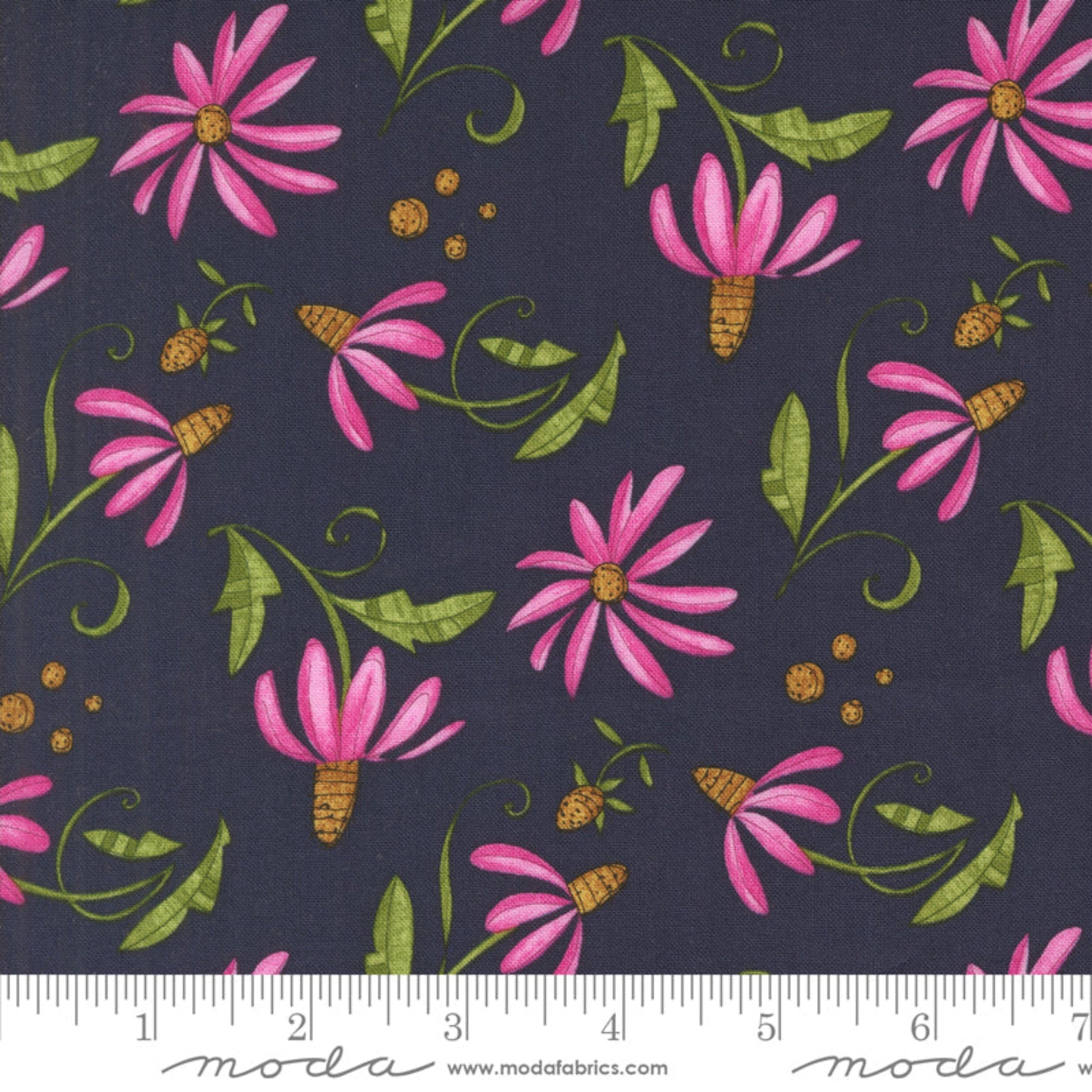 Superbloom Indigo Daisyish Florals by Robin Pickens – fabric – colorful textile design