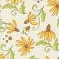 Superbloom Daisyish Cream Fabric by Robin Pickens for Moda Fabrics, close-up of golden-yellow flowers with brown centers and curling green stems on cream.