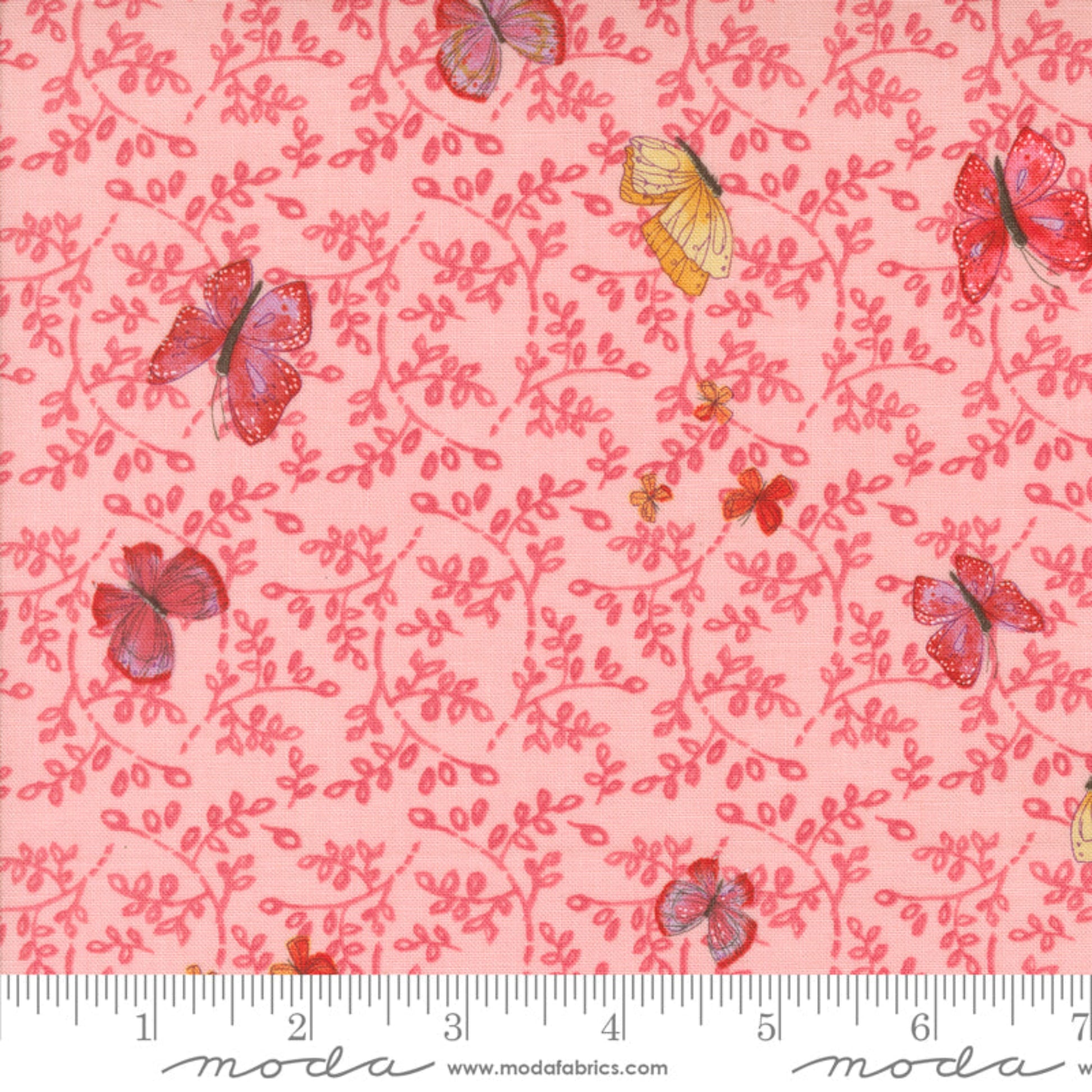 Superbloom Carnation Butterfly Trellis Novelty Butterfly Vines by Robin Pickens – fabric – colorful textile design