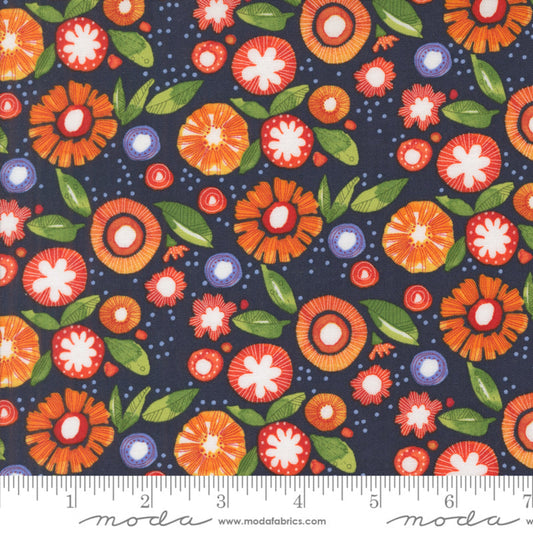 Superbloom Indigo Posy Party Florals by Robin Pickens – fabric – colorful textile design