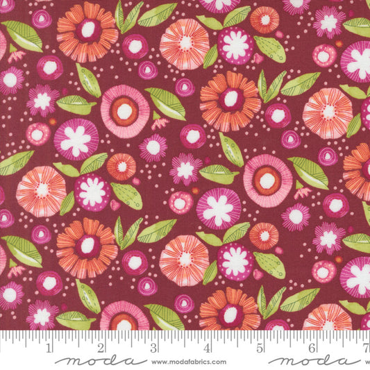 Superbloom Zinnia Posy Party Florals by Robin Pickens – fabric – colorful textile design