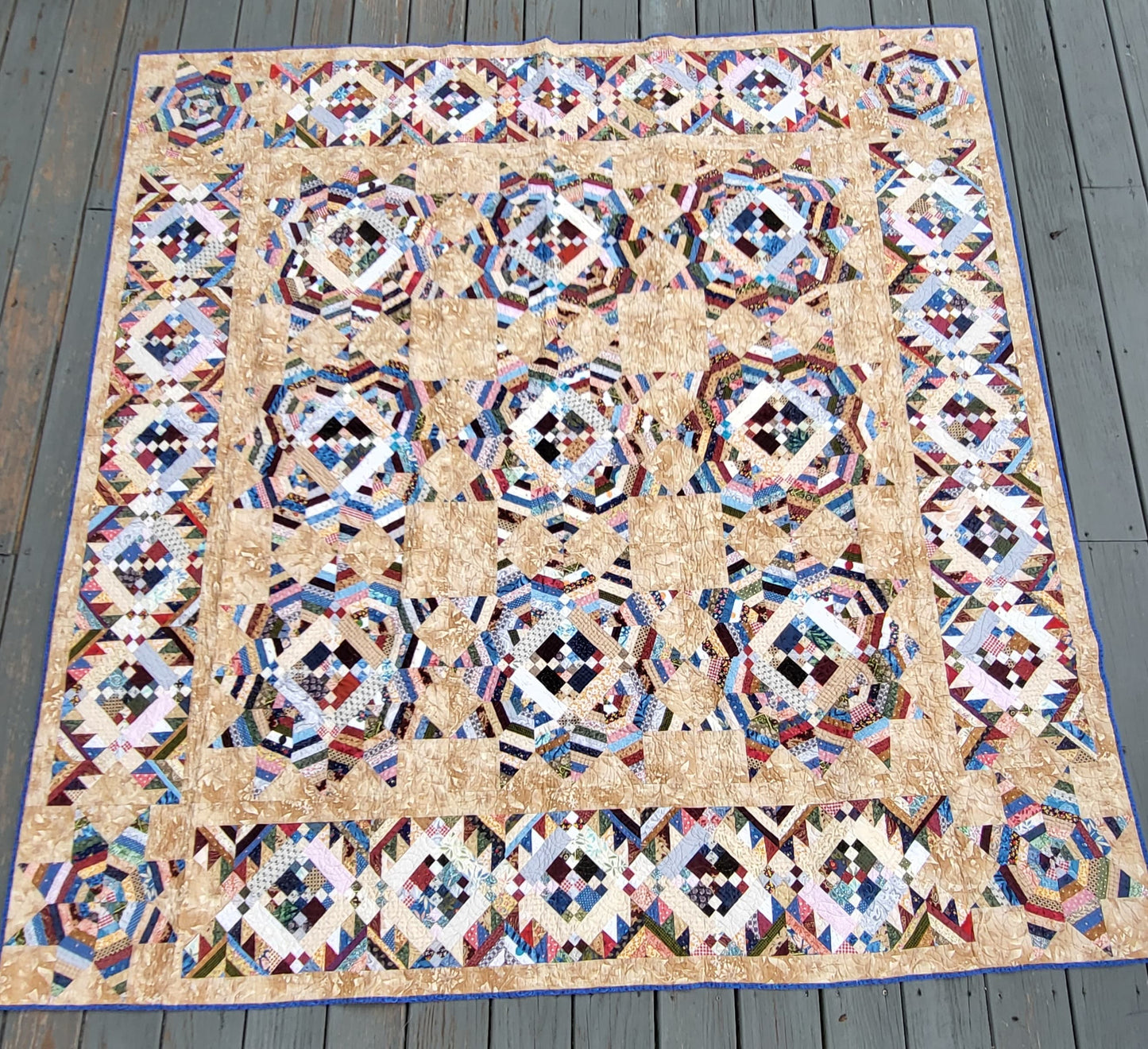Trail Mix Quilt – 80" x 80" Full / Queen Handmade Scrappy Patchwork Quilt
