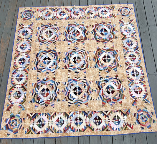 Trail Mix Quilt – 80" x 80" Full / Queen Handmade Scrappy Patchwork Quilt