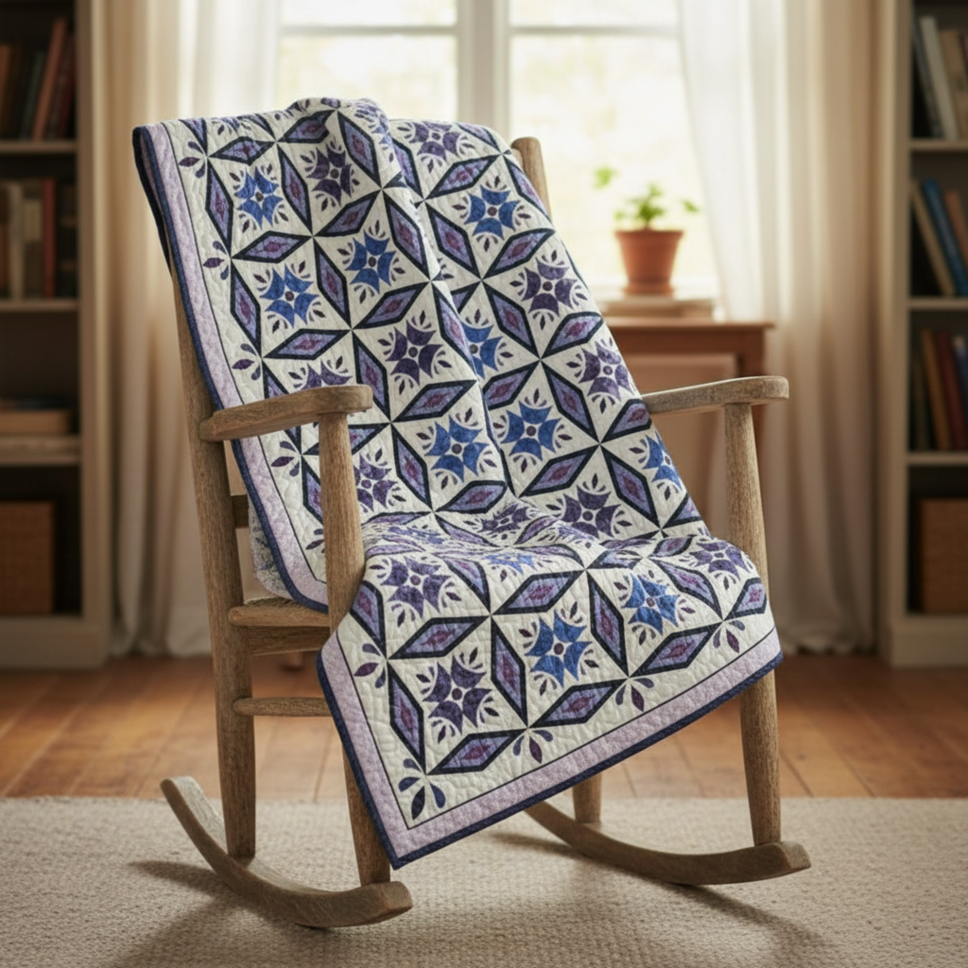 Vibrant Violets Quilt featuring Expressions Batiks Hand-Dyes Dark Purple fabric by Riley Blake Designs – Vibrant Violets pattern and fabric available at IraRobi Quilts