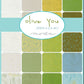 Olive You fabric collection by Zen Chic for Moda Fabrics, shown as a grid of cream, yellow, green, and aqua prints around the collection name.