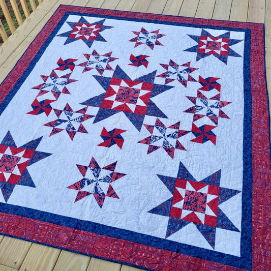 Asteroids 72" x 84" Handmade Twin/Full Star Quilt