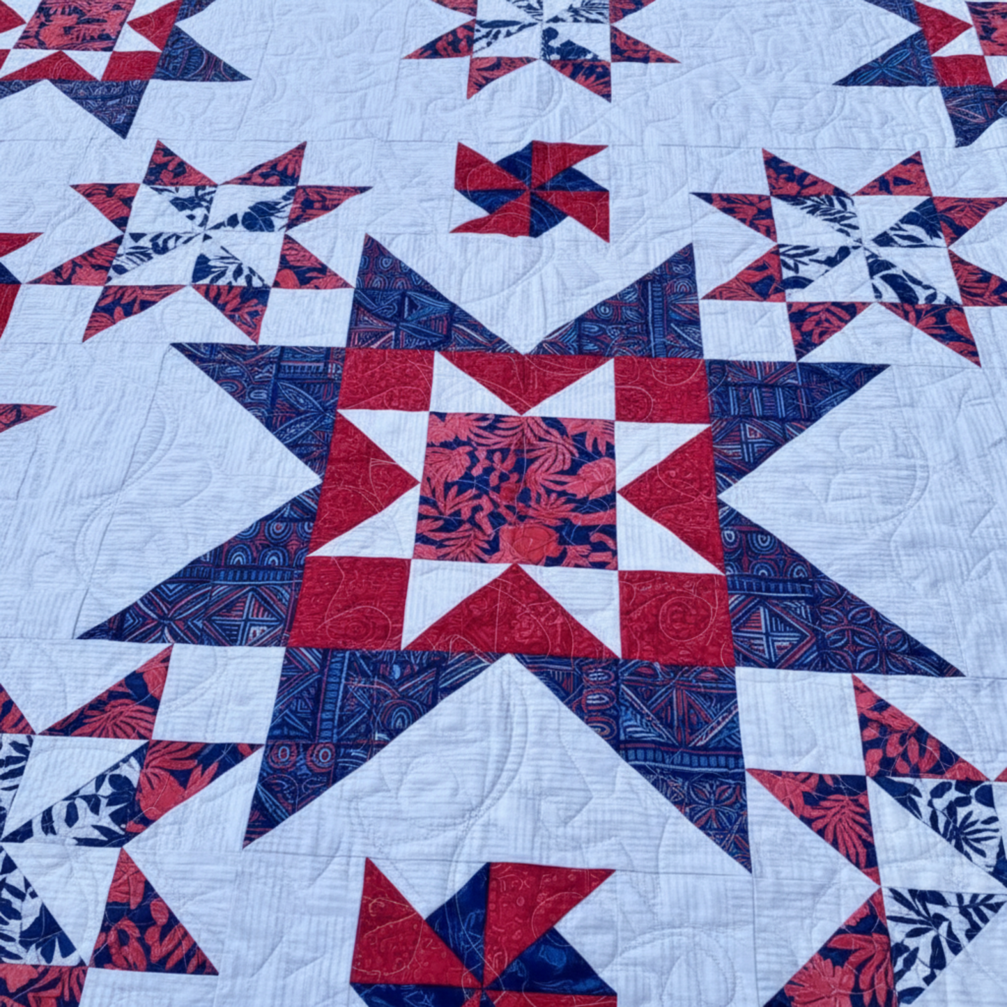 Asteroids 72" x 84" Handmade Twin / Full Star Quilt