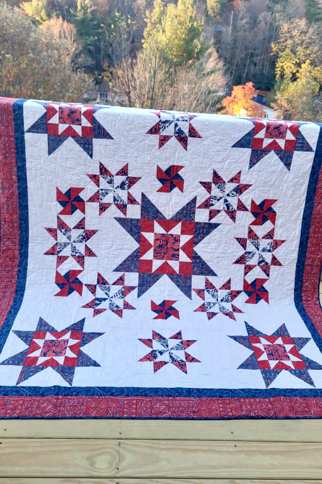 Asteroids Quilt – 72" x 84" Handmade Twin/Full Star Quilt