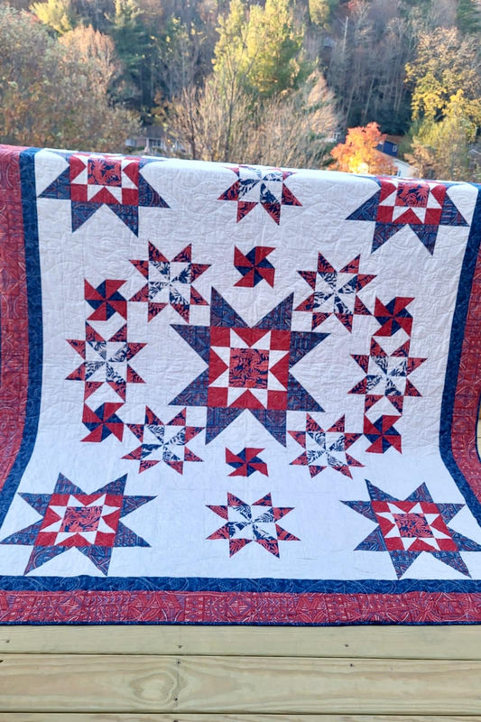 Asteroids Quilt – 72" x 84" Handmade Twin/Full Star Quilt