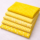 Expressions Batiks Hand-Dyed Bumblebee – Pinterest coordination stack with 5 complementary fabrics slightly fanned on light grey background