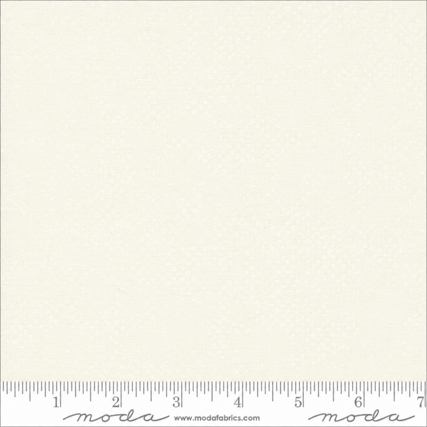 Spotted Ivory quilting cotton fabric swatch with Moda ruler – soft warm ivory tonal speckled blender by Zen Chic for Moda Fabrics, 44–45" wide, 100% cotton