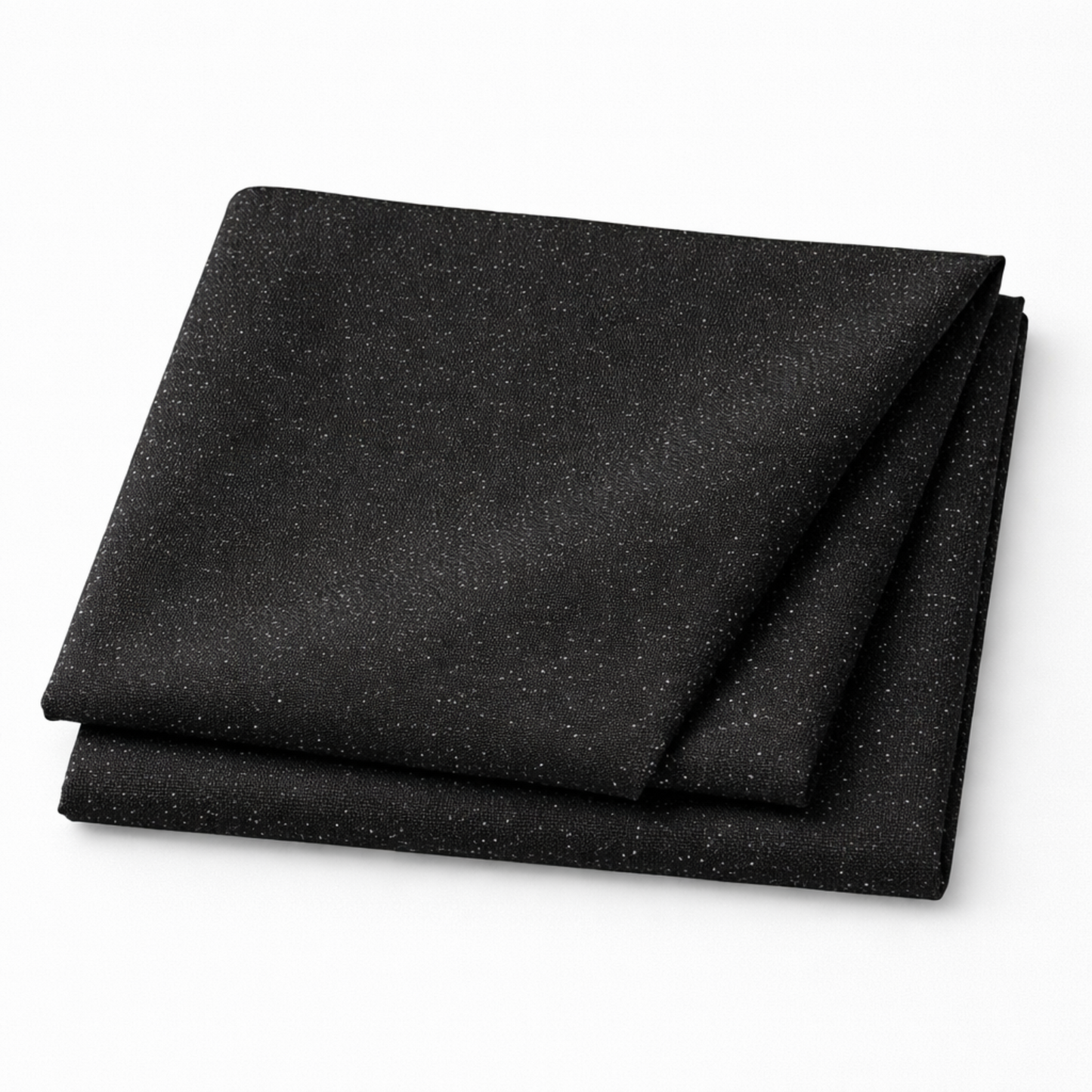 Close-up detail of Texture Graphix Speckle Black quilting cotton fabric highlighting subtle white speckles on black