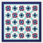 Starlit Pathways finished quilt by Studio 180 Design — Hunter's Star blocks in teal, red, pink, and purple batiks with aqua hourglass sashing on white background, navy outer border with swirl quilting — throw size 81″×81″