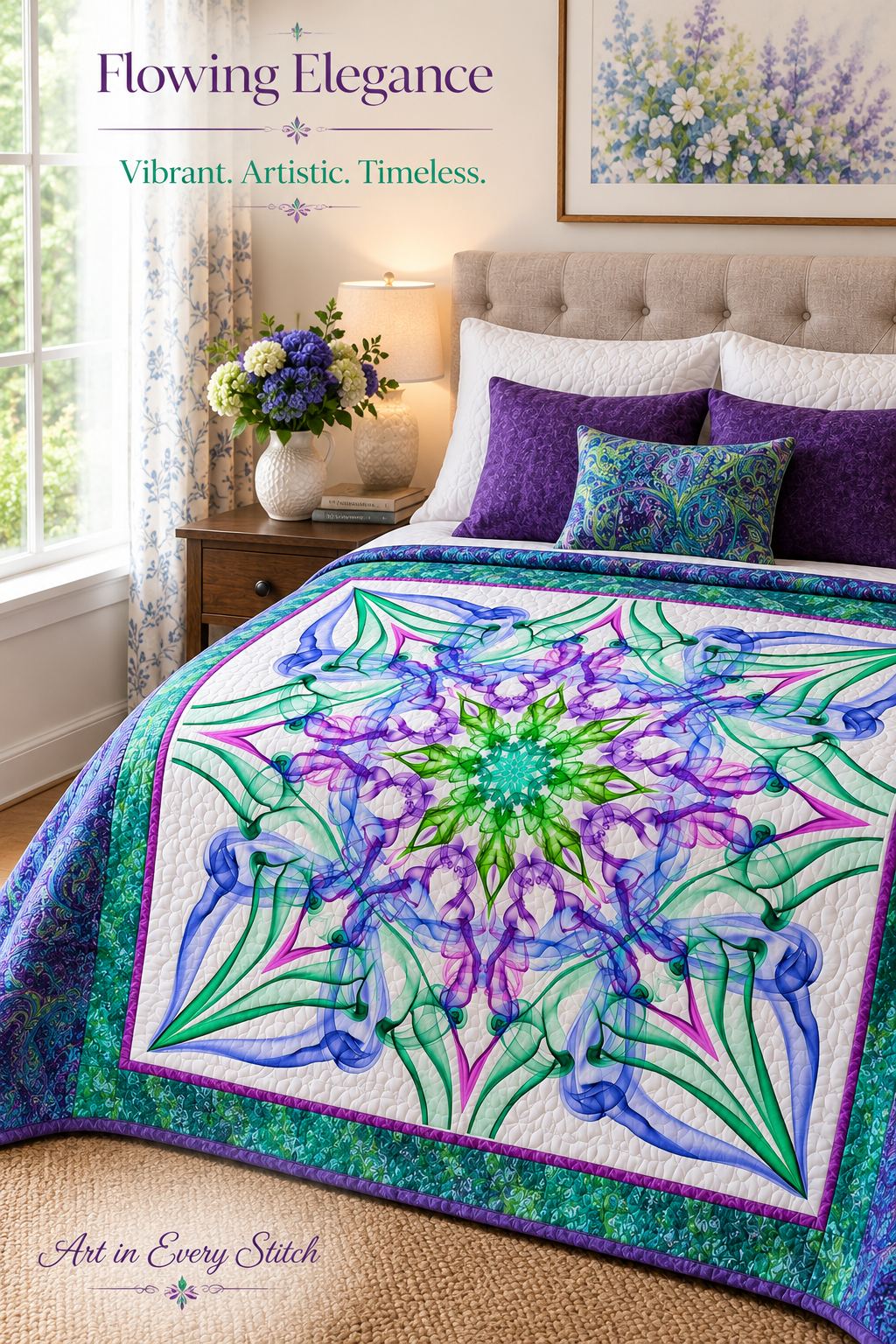 Dream Big Ethereality Dragonfly Quilt Panel by Jeanie Sumrall-Ajero for Hoffman Fabrics