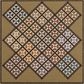Rudy's Farm Quilt Pattern by Jill Shaulis for Yellow Creek Quilt Designs — 63"×63" finished quilt featuring 6" snowflake blocks in groups of four set on point, in a rich scrappy palette of blues, reds, greens, golds, and purples on cream, with dark brown floral sashing and a warm tan background.