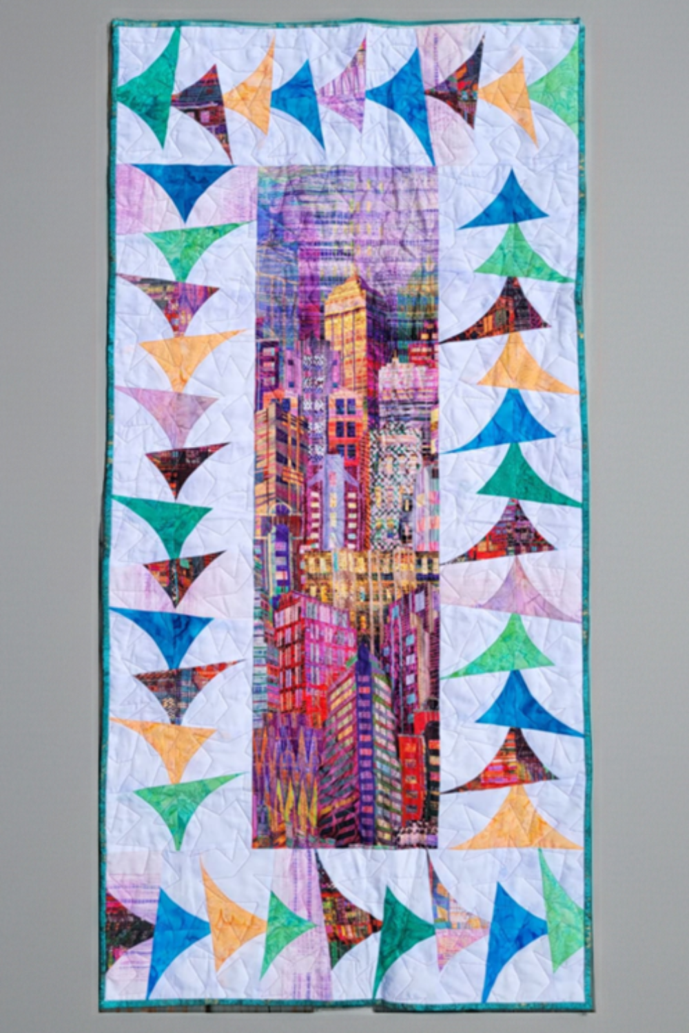 Flying Through The City 21" x 43" Handmade Table Runner