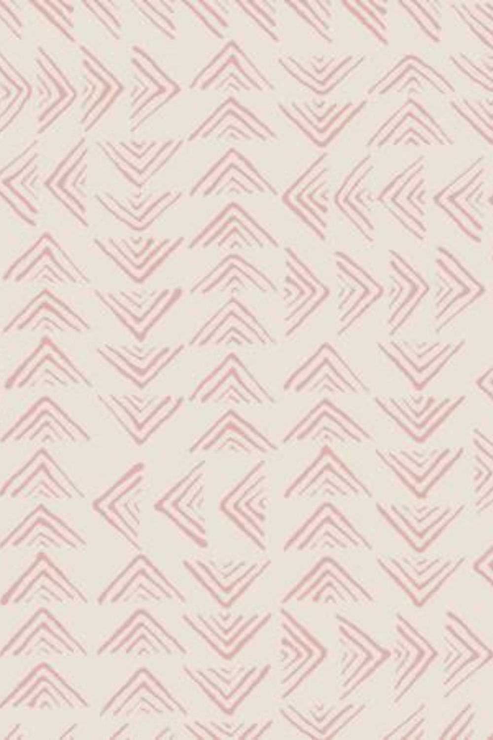 Close-up of Breezeway Cream/Light Red Triangles fabric by Maywood Studio, showing loose light red triangle and chevron motifs on a soft cream background.
