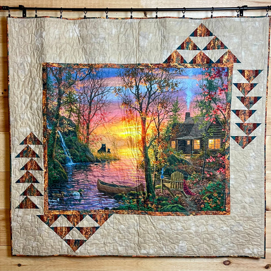 Sunset Over The Mountain Lodge Quilt