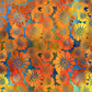 Impressions Gold Daisies fabric by Jason Yenter for In The Beginning Fabrics – vivid orange, gold, and yellow daisy/zinnia blooms on rich teal-blue watercolor ground, perfect for blender and focal quilt projects, 100% cotton, 3 yard cut