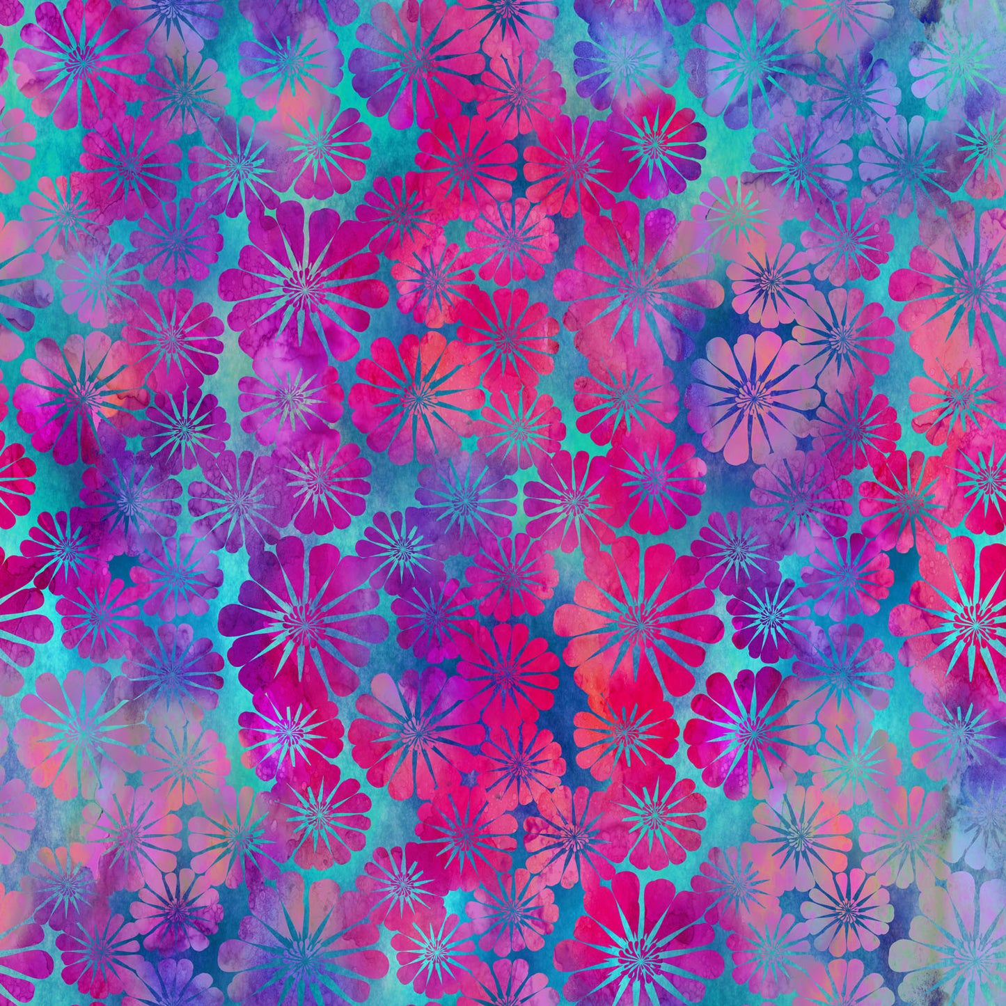 Impressions by Jason Yenter, Magenta Daisies – fabric – colorful textile design