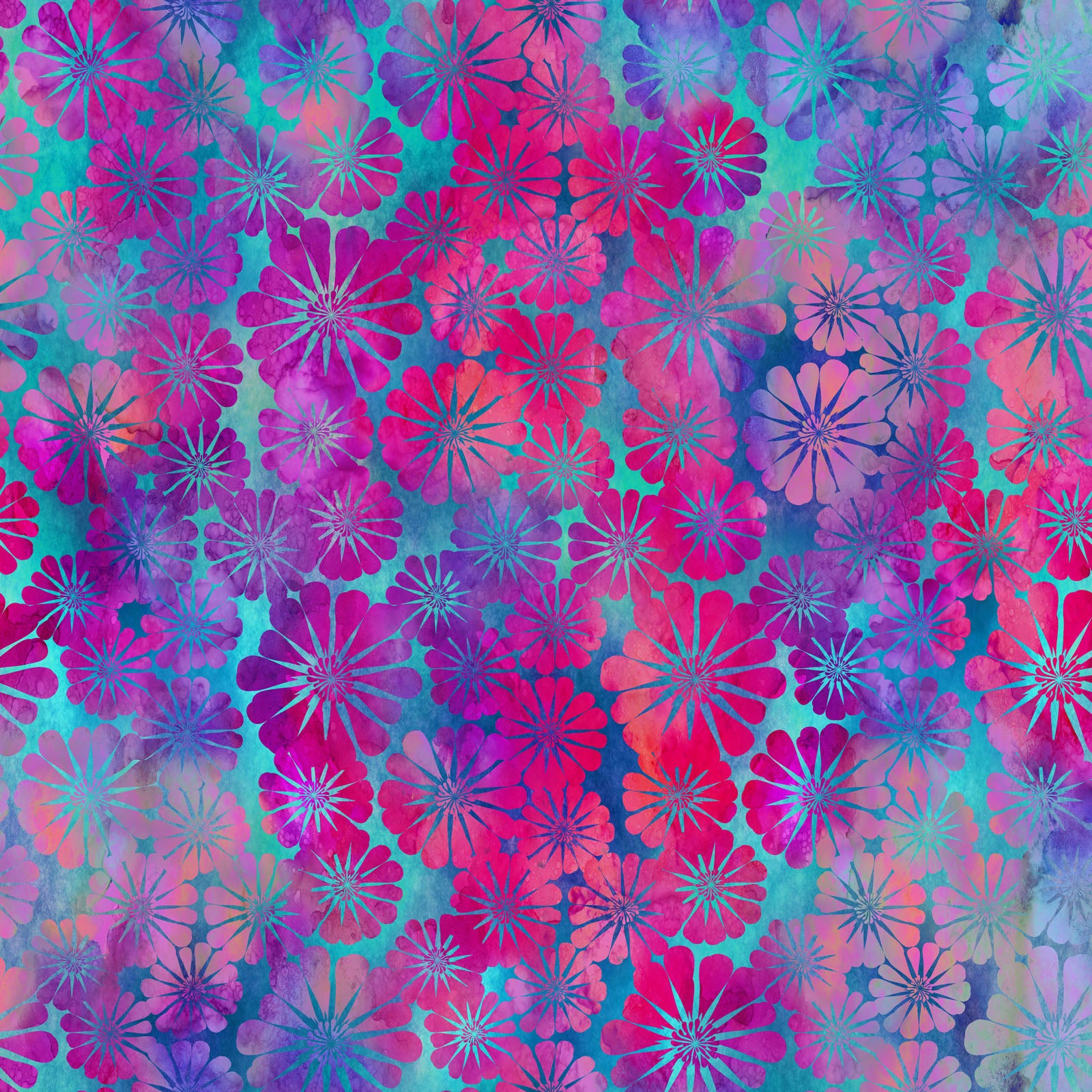 Impressions by Jason Yenter, Magenta Daisies – fabric – colorful textile design