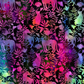 Impressions Jewel Jungle fabric by Jason Yenter for In The Beginning Fabrics – jewel-toned animal silhouettes and lush botanical foliage in hot pink, purple, teal, and lime green on deep black ground, perfect for bold and dramatic quilt projects, 100% cotton, 3 yard cut