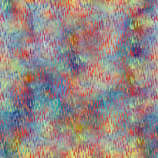 Impressions by Jason Yenter, Multi Light Raindrops – fabric – colorful textile design