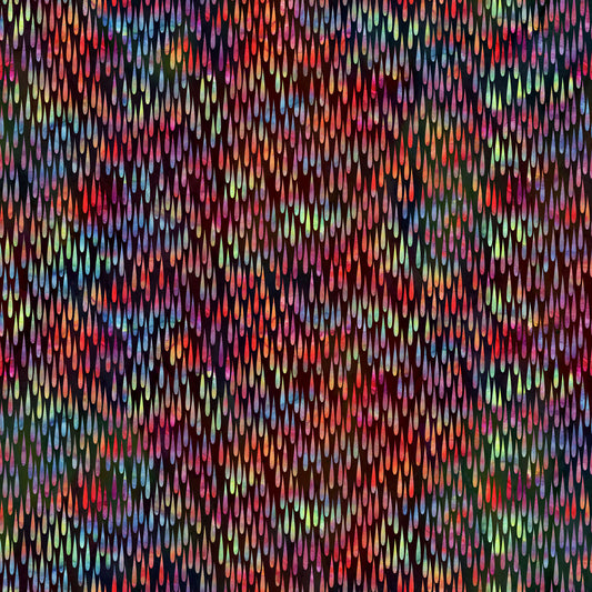 Impressions by Jason Yenter, Multi Dark Raindrops – fabric – colorful textile design