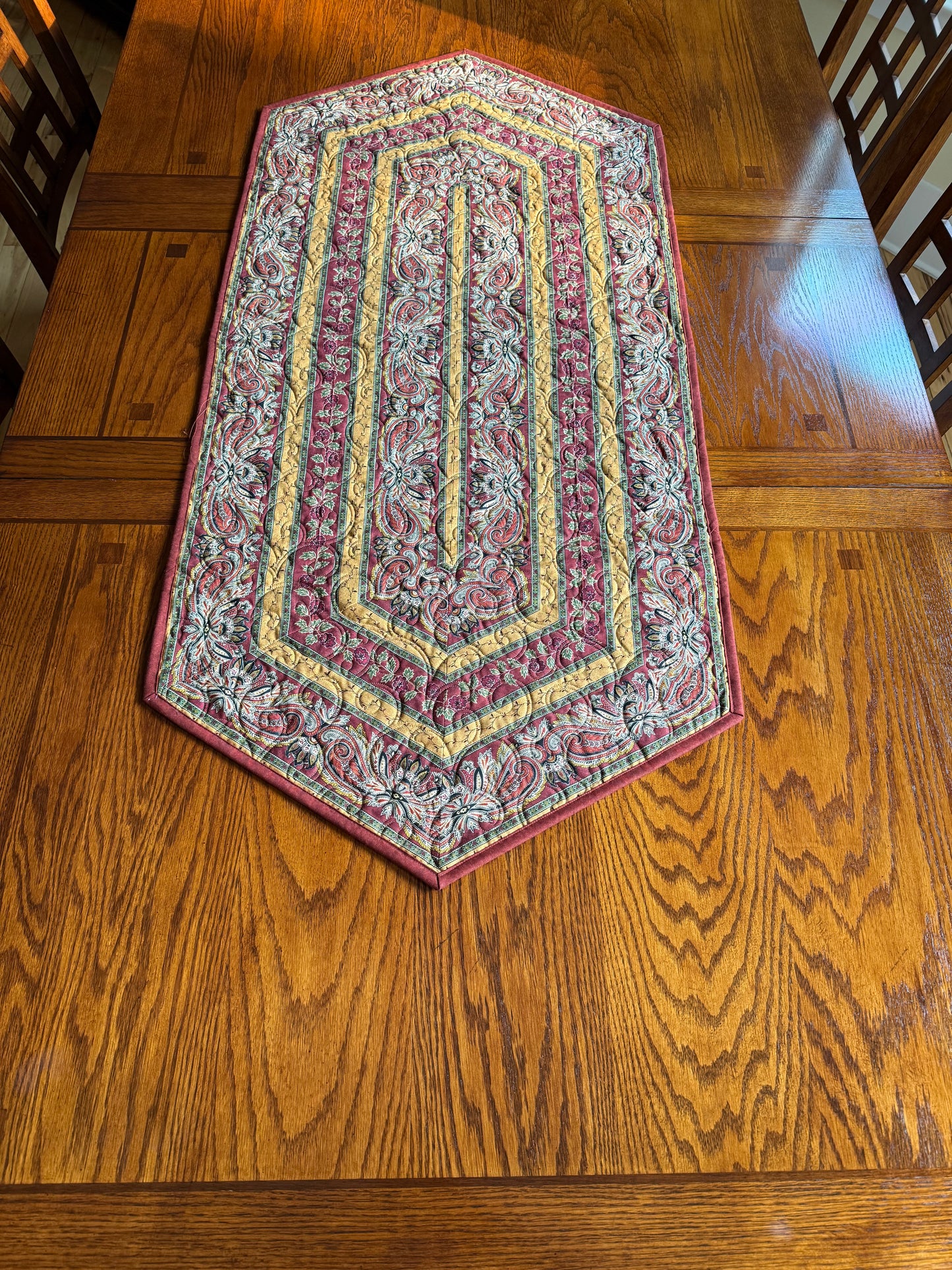 Autumn Border Vine 23" x 51" Handmade Quilted Table Runner