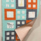 Savannah - Orange, Blue & Gray Jungle Animals, 33" x 41"- Handmade Baby Quilt