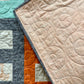 Savannah - Orange, Blue & Gray Jungle Animals, 33" x 41"- Handmade Baby Quilt
