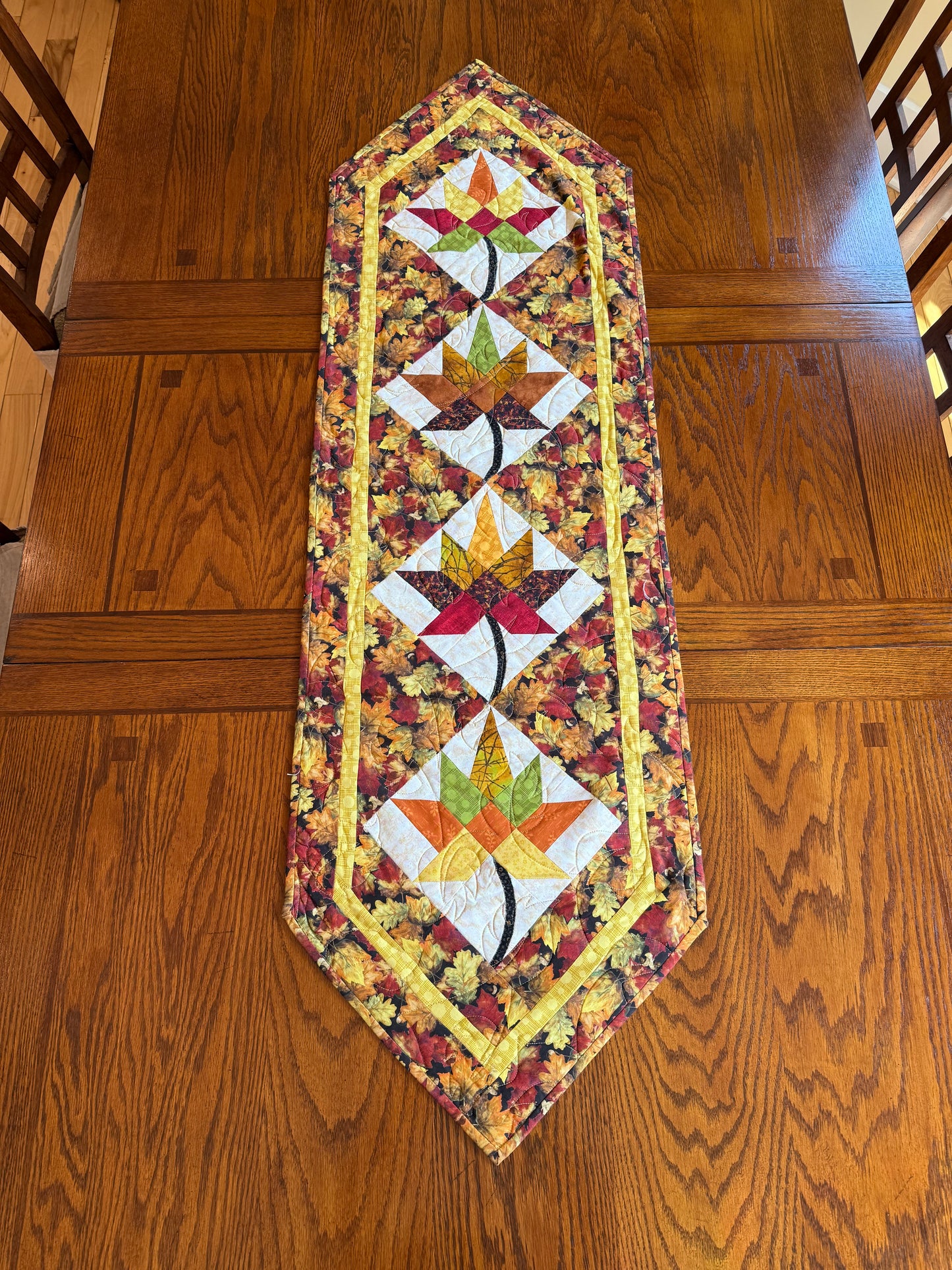 Vermont Foliage 16" x 54" Handmade Quilted Table Runner