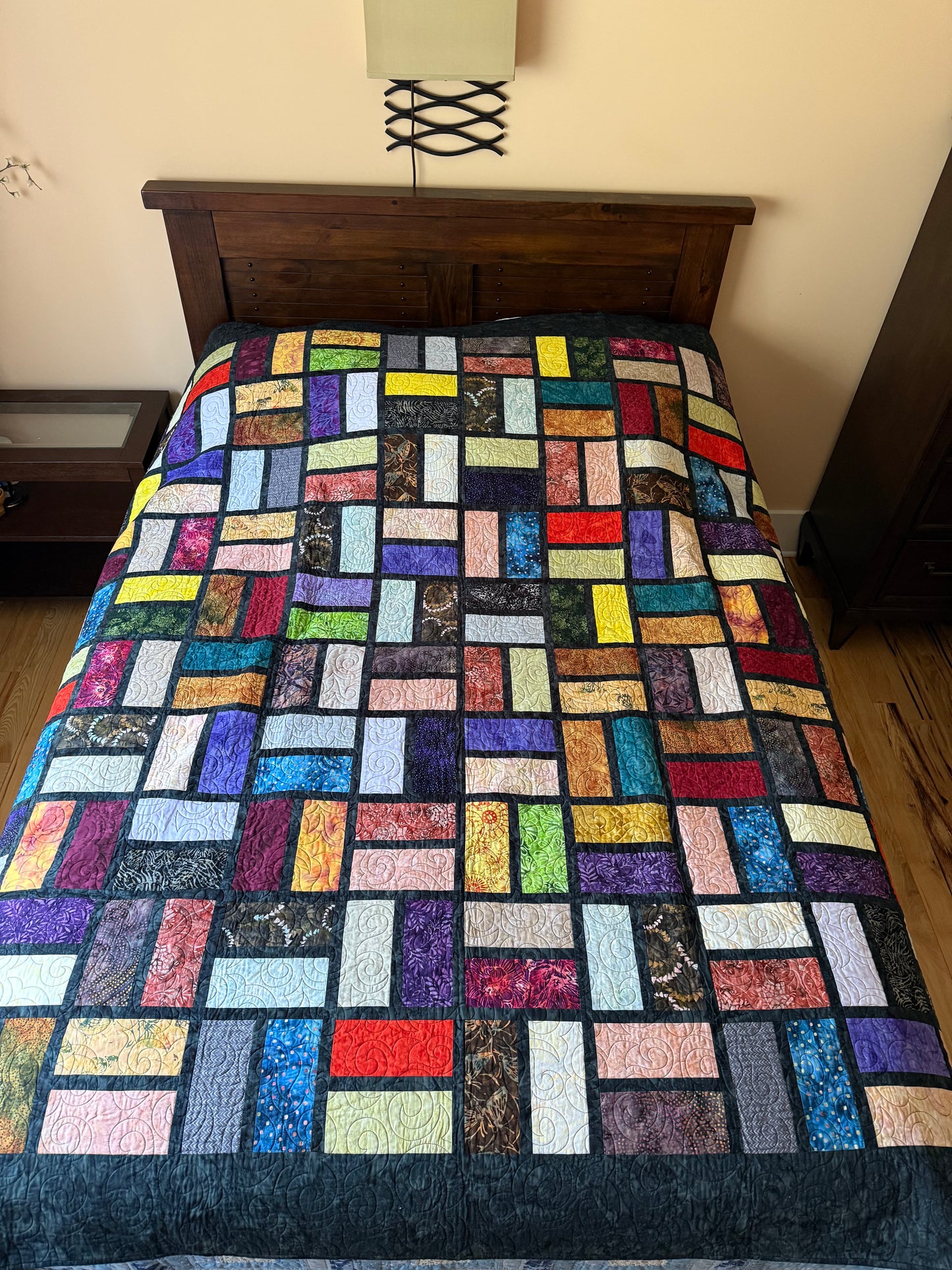 Stained Glass Quilt – 84" x 84" Handmade Twin / Full Batik Quilt