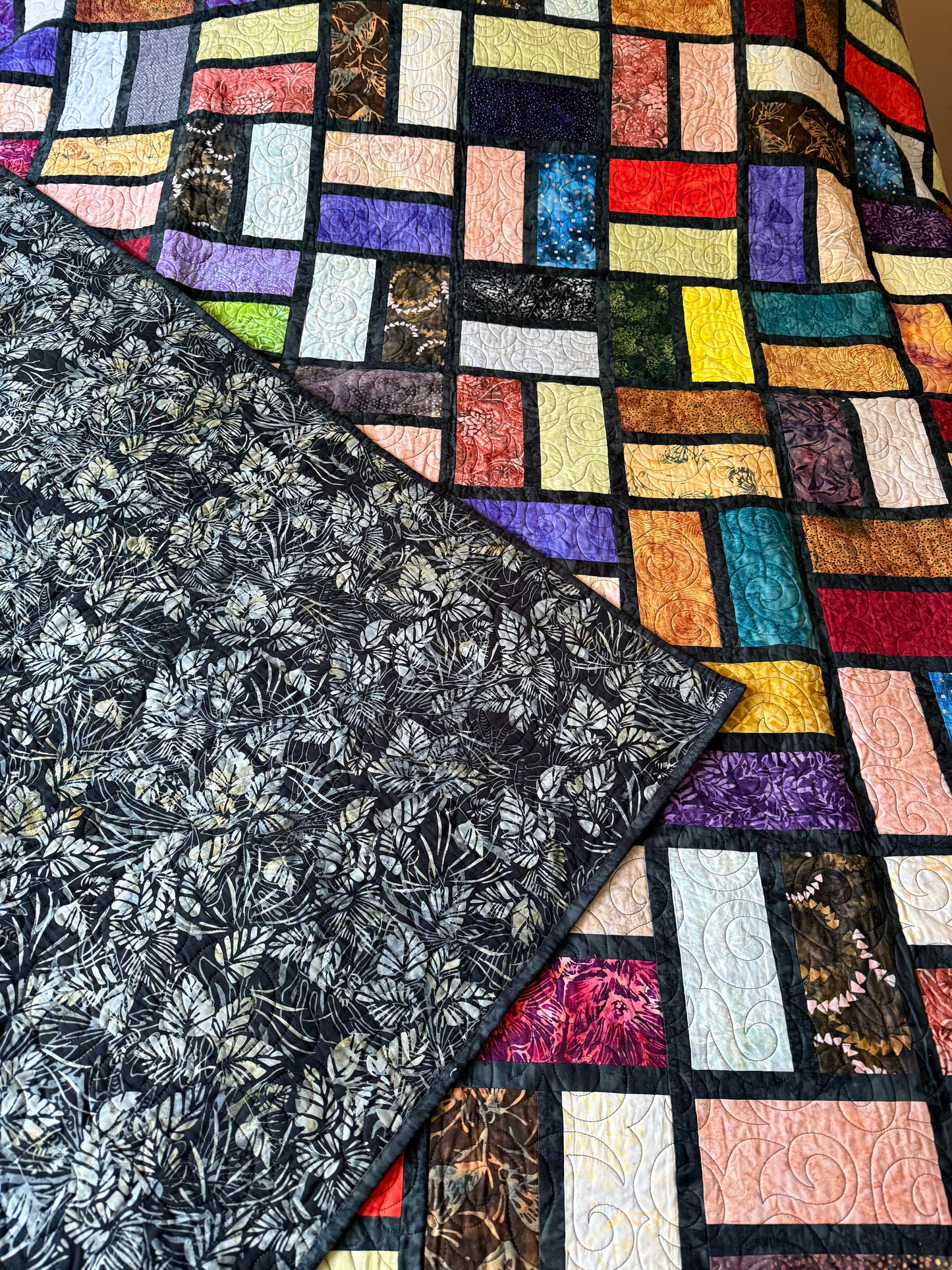 Stained Glass Quilt – 84" x 84" Handmade Twin / Full Batik Quilt
