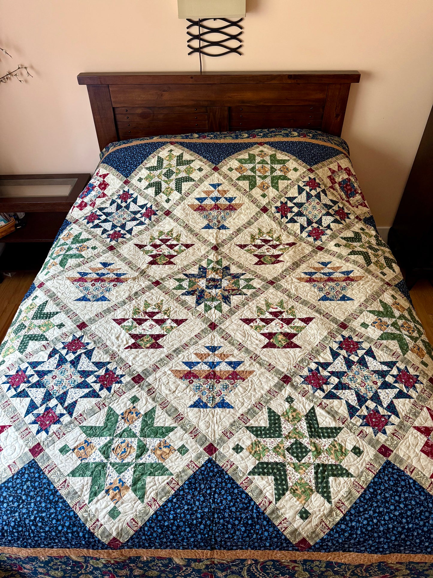 Vintage Sampler Quilt – 95" x 95" Handmade Queen Quilt