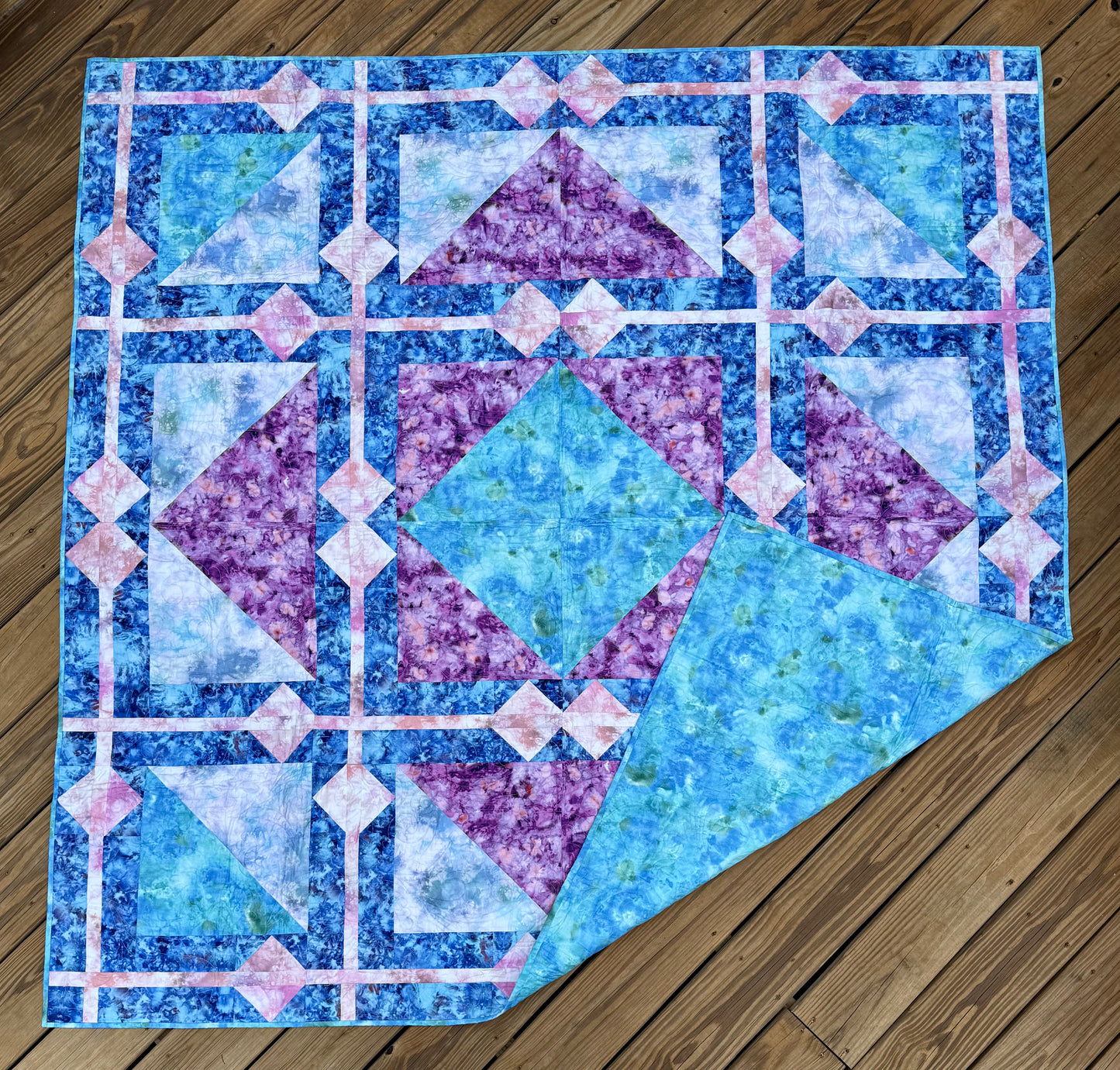 Fire & Ice Quilt – 72" x 72" Handmade Lap / Throw / Twin Topper Quilt