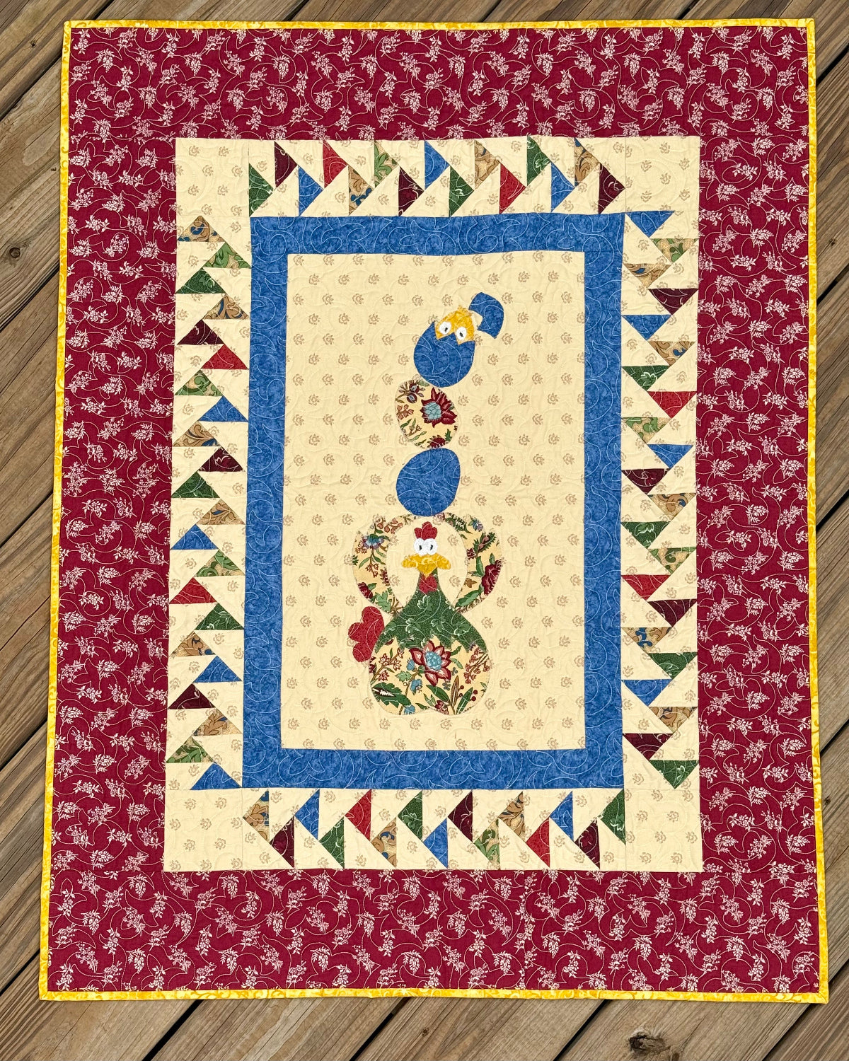 Chicken Coop 29.5" x 36.5" Handmade Wall Hanging, Table Topper, or Lap Quilt