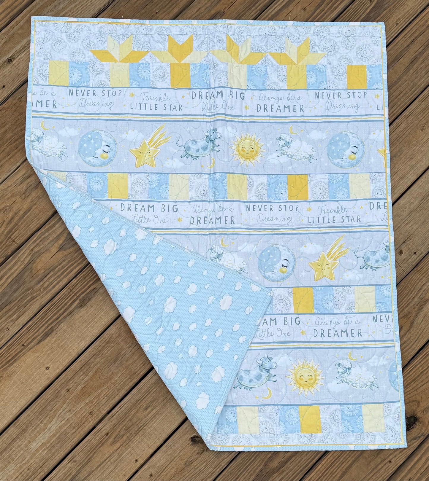 Dream Big 35.5" x 42" Handmade Baby Quilt