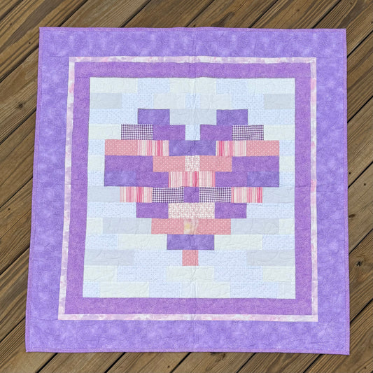 Sweetheart Purple 38.5" x 40" Handmade Baby Quilt