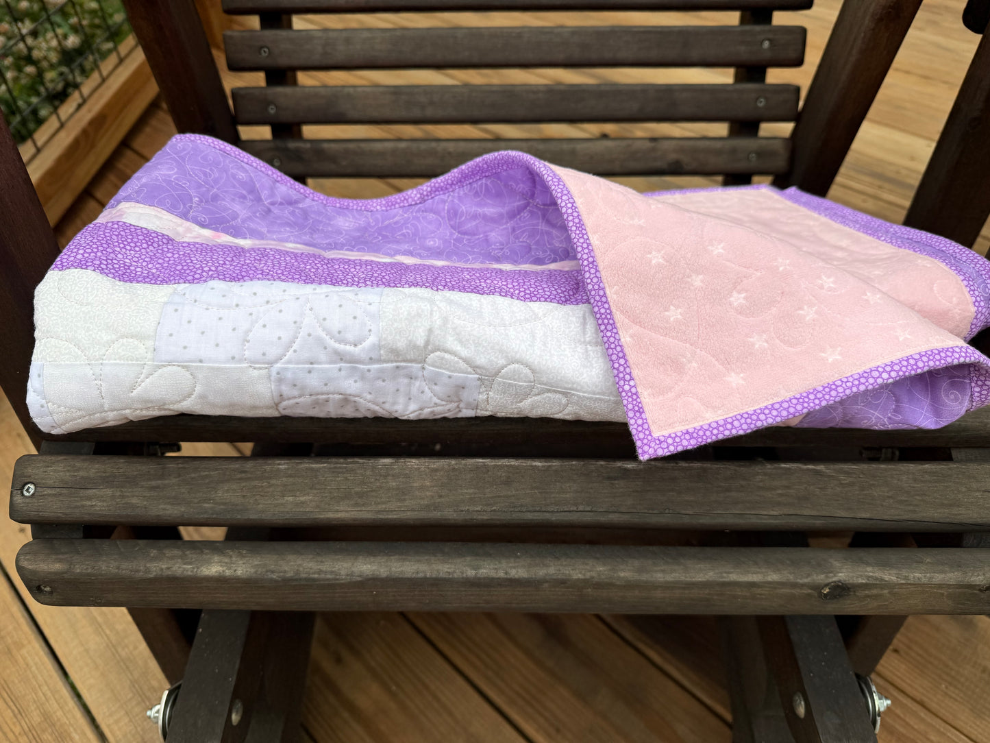 Sweetheart Purple 38.5" x 40" Handmade Baby Quilt
