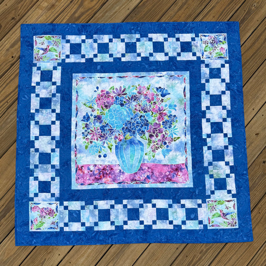 Framed Flora Quilt 46" x 46" Handmade Wall, Lap, or Throw