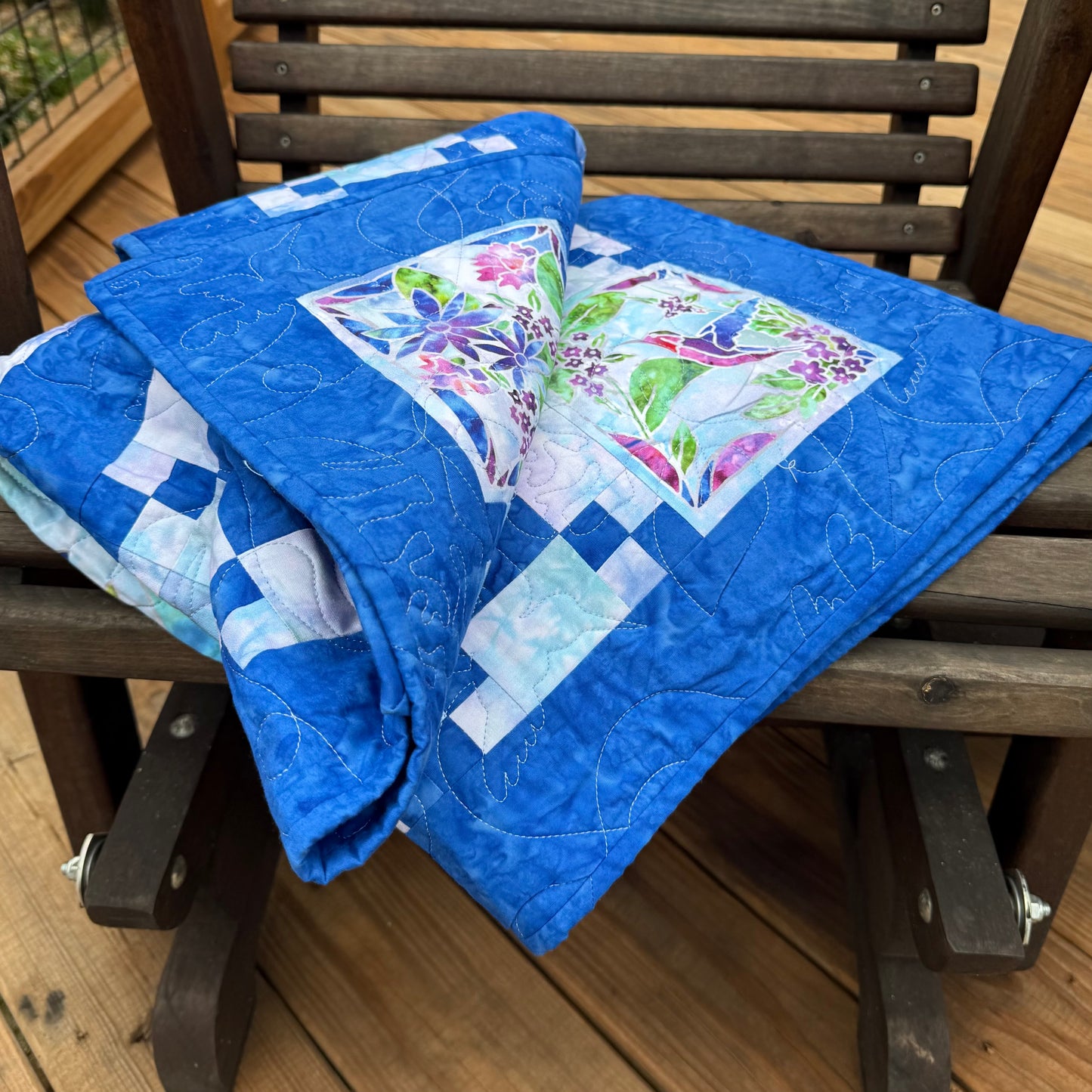 Framed Flora Quilt 46" x 46" Handmade Wall, Lap, or Throw