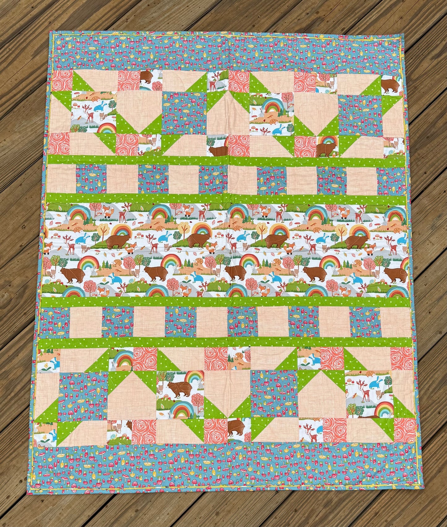 Forest Friends Orange 36" x 45" Handmade Baby Quilt